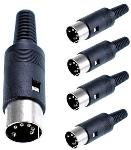 Ganasome Lot de 5 connecteurs DIN mâle 5 broches – Poignée en plastique noir pour une connectivité audio et vidéo sécurisée