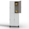 TwinThink Metall-Schrank mit 4 Türen, 180 x 65 x 40 cm, Umkleiderschrank, Metallspind, mit Schlüssel, Schließfächer, 4 Metalltüren (1, Grau)
