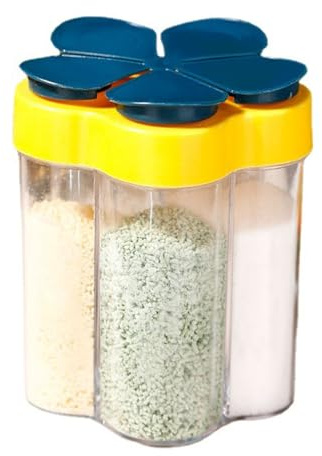 Topiky 5 in 1 Gewürzglas, Luftdichte Gewürzbox, Klappdeckel, Platzsparende Küchenbehälter, Kompakte Tragbare Gewürzbehälter für Grill, Picknick, Camping (BLUE)