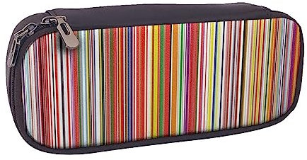 Federmäppchen aus PU-Leder mit bunten Streifen, multifunktional, Flip-Bleistifttasche und Make-up-Kosmetikhalter für Mädchen, Jungen, Schüler, Bunte Streifen, Einheitsgröße, Schulranzen