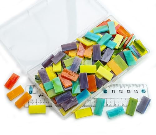 HSTWODE Deko Mosaiksteine- Muschelfragment - Boxed Glasmosaikfliesen-Fliesenbruch Glasfliesen, 37 Optionen,für Basteln, Haus Deko (Mica Short Strip)