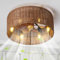 AHQX Ventilador De Techo Con Iluminación Ventilador De Techo Vintage E12 Mute 6 Luces De Cuerda De Cáñamo Y Ratán Luz De Ventilador Para Dormitorio Sala De Estar (bombilla No Incluida)(B)