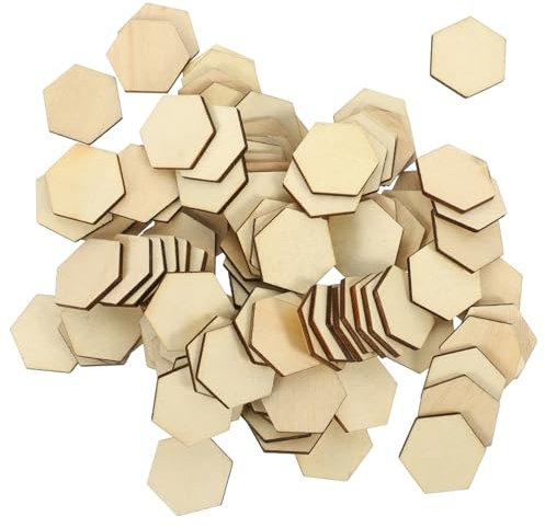 VILLCASE 100stücke Holzscheiben Aus Holz Kleine Unvollendete Holzscheiben in Hexagon Form Leere Bastelmaterial Für Heimwerker Diy Holzornamente