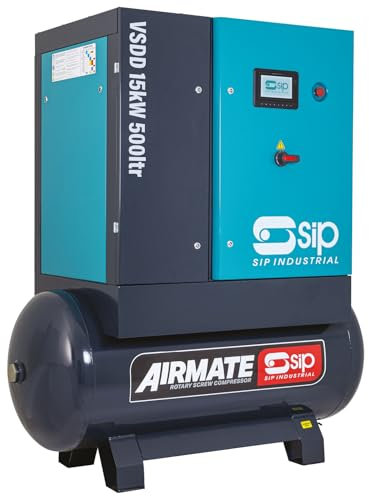 SIP VSDD Rotary Screw Air Compressor, Direct Drive, 400V 500L 20hp / 15kW 145psi / 10 Bar 66CFM 62dB