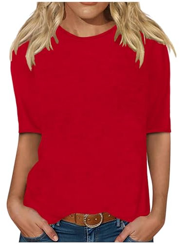 Damen Tshirt Elegant Schick, Sonderangebot T-Shirt Oberteil Mit Mittellangen Ärmeln Und Rundhalsausschnitt, Oberteile Leicht Und Luftig, Bluse Weich Bequem, Shirt Top Casual Fashion