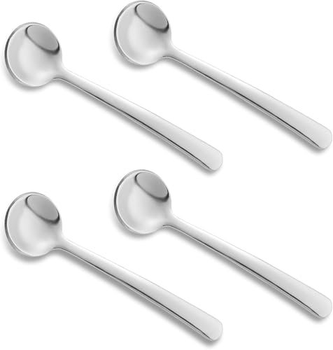 Mini Spoon, 4 Pcs 8.3 cm Tiny Spoon, Stainless Steel Easy to Clean & Hold Small Spoons for Spices Jars, Sugar, Salt (Silver)