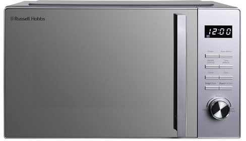 Russell Hobbs 23L Flatbed Digital Microwave with 800W Power, 8 Auto-Cook Menus, Defrost Function and Child Lock in Silver, RHFM2365S