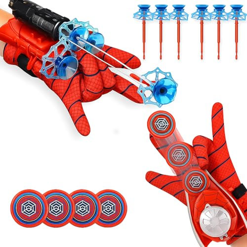 2 Stück Launcher Handschuh für Kinder, Super Spiderm Launcher, verstellbare Handgelenk Shooter, Cosplay Zubehör, Geschenk ab 3 Jahren, Karneval, Geburtstag, Outdoor