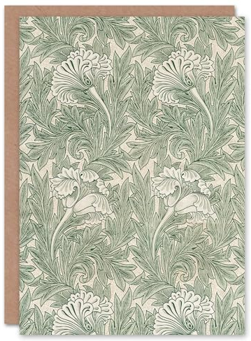 Artery8 William Morris Art Card Tulip Flower Art Nouveau Pattern