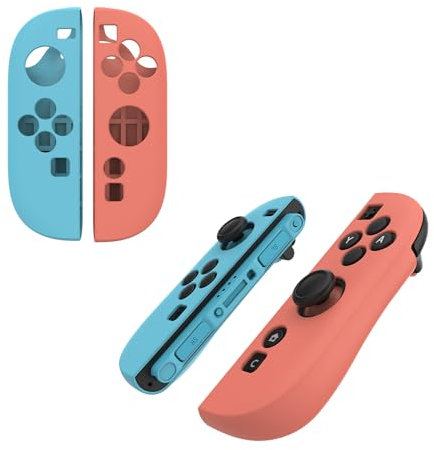 Gdraco Funda de Silicona para Nintendo Switch 2 Joy con Funda Protectora Suave para Mango Switch 2 (Azul y Naranja)