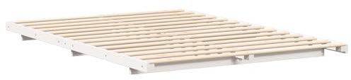 vidaXL Bettrahmen Weiß 160 x 220 cm Massives Kiefernholz