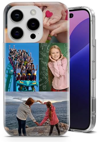 SaRosa print Personalised Phone Case for iPhone 12/12 Pro Cute Picture Your Own Collage Stylish Design Perfect Idea Clear Soft Gel Cover - Four Photos