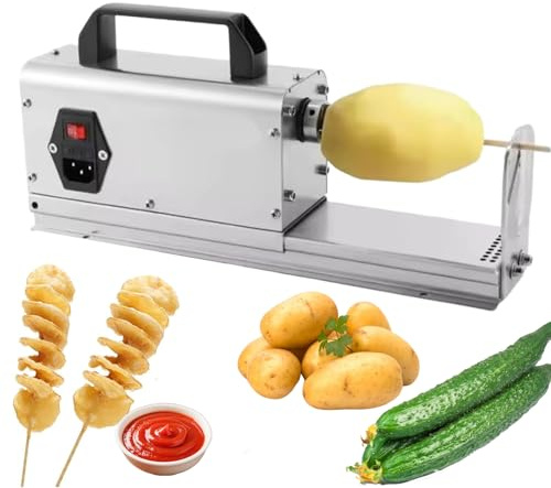 Cortador De Papas, Espiralizador De Verduras De Acero Inoxidable, Cortador Automático De Papas Fritas Rizadas, Cortador Eléctrico De Papas Tornado En Espiral Para Uso Doméstico Y Comercial.
