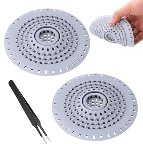 Filtro di scarico 2 pezzi - Filtro doccia in silicone per capelli con ventosa, filtro doccia universale come acchiappasogni in silicone per bagno, vasca, lavandino e cucina, protezione