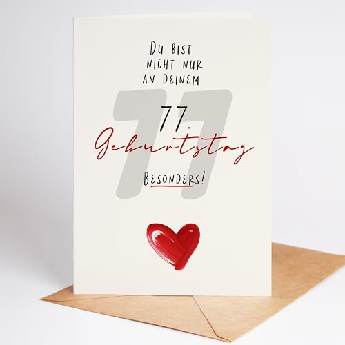 Lovely Cards - Geburtstagskarte 77 Frau Mann - Geschenk 77 Geburtstag Frau - Geburtstagskarten für Frauen 77.ter Geburtstag - Karte 77 Geburtstag - Glückwunschkarte (DIN-A6)