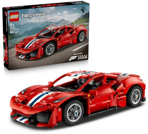 LEGO Technic Ferrari 488 PISTA Car Toy - Model Kit w/ V8 Engine, Steering & Differential - Gaming Decor - Birthday Gift for 9+ Year Old Boys & Motorsport Fans - 42235