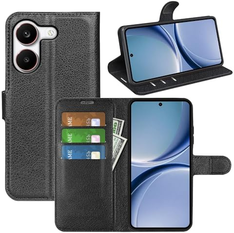 Wigento Klapphülle für Xiaomi Poco X8 Pro 5G, Kunstleder Wallet Hülle, Kartenfach, Standfunktion, stoßfest, präzise Aussparungen Handyhülle (Schwarz)