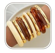 LOCCY Gold Armreif Armband Damen, Breit Gold Armreif Golden Stapelbares Armband Golden Manschette Stapelarmbänder Schmuck für Frauen Damen Mädchen