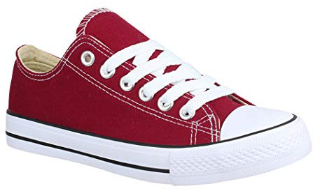 Elara Unisex Sneaker Textil Turnschuh Low top Chunkyrayan B-YD3230-Bordorot-40