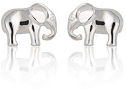 Sterling Silver Elephant Stud Earrings with Butterfly Clasp designed in the UK by Lily Charmed