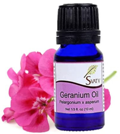 SVATV Huile Essentielle De Geranium Pour Massage Yoga Et Qualité Thérapeutique, Huile De Parfum D'ambiance Pour Diffuseur, Huiles D'aromathérapie, Soins Personnels Bricolage - 10 Ml