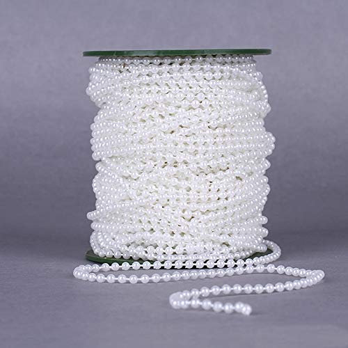Girlande mit Wachsperlen 4mm Band Perlenband Weiss Tischband Dekoband Hochzeit Tischdeko Perlenkette Zuchtperle Imitat Perlmutt Wedding Kinder Party Perlengirlande Dekoperle C332