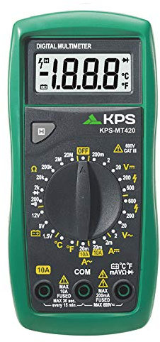KPS-MT420 Multimetro digitale 2000 conteggi AC/DC tensione 600V, AC/DC corrente 10A, resistenza 20MΩ, temperatura continuità diodi batteria Tester