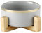 Gris Phnom Pet Gamelles pour Chien et Chat Gamelles Chien Chat Céramique Support Bambou -Va au Lave-Vaisselle et Facile à Nettoyer(16cmx7cm)