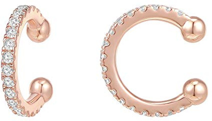 PAVOI 14K Gold Plated Ear Cuff Earrings for Women – Cubic Zirconia Sparkling Round Huggie Ear Cuffs Gold Earrings - Trending Fashion Jewelry