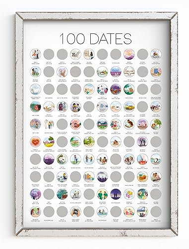 TBD 100 Dates Scratch Off Poster - Date Night Bucketlist Jubiläum für Paare, Date Night Ideen, Geburtstag für Frauen