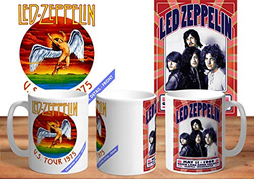 Mugtime (TM) - Led Zeppelin Tour 1969 and 1975 - Rock & Roll Inspired Ceramic Coffee Tea Mug Cup 11oz 330ml