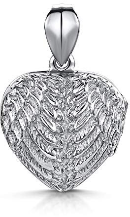 Amberta Damen 925 Sterling Silber Flügel graviert Medaillon: Flügel Design