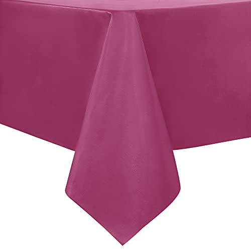 sancua 100% Waterproof Rectangle PVC Tablecloth - 54 x 54 Inch - Oil Proof Spill Proof Vinyl Table Cloth, Wipe Clean Table Cover for Dining Tables, Buffet Parties and Camping, Fuchsia