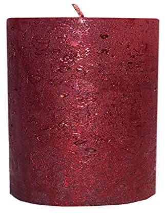 Kerze Deko Stumpenkerze Rustic metallic rot 70 / 100