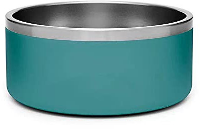 Gteller 304 Stainless Steel Double Wall Dog Bowls, BPA Free Non-Slip Pet Dishes,Cat Food& Water Bowl with Rubber Base No Spill (64oz, Green)