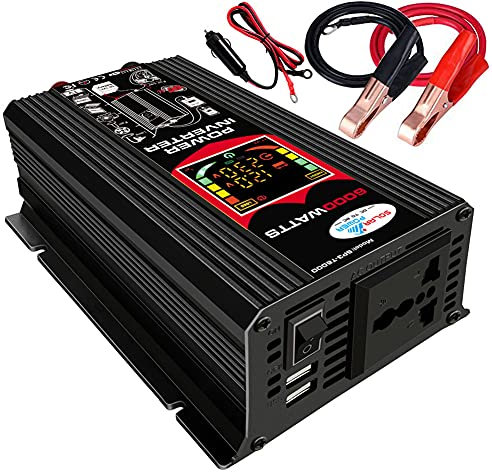 Iriisy Inverter 12v 220v Inverter per Auto 6000W Invertitore di Potenza con 2 Porte USB 2.1A per Automobile, Battello a Vapore, Auto Camper Frigorifero e Computer