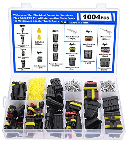 Faankiton 1004Stk Auto Wasserdichter Steckverbinder, Kabel Schnellverbinder Stecker, Wasserdicht Schnellverbinder, 1/2/3/4/5/6 Polig KFZ Stecker, Auto Schnellverbinder für Motorrad Roller Boote LKW