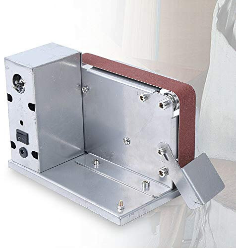Lijadora de banda, mini lijadora eléctrica de banda resistente al polvo y antideslizante, se puede utilizar para lijar gruesas, brocas de acero rápido, afilar cuchillas.