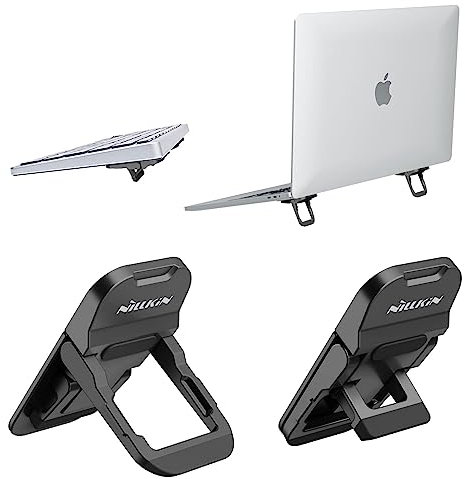 Nillkin Tastatur Ständer, Faltbarer Unsichtbar Tastatur Erhöhung, Verstellbarer Laptop Füße mit Rutschfester Silikon Unterlage Kompatibel mit Allen Laptops/MacBook/Notebook/Tastatur, Schwarz