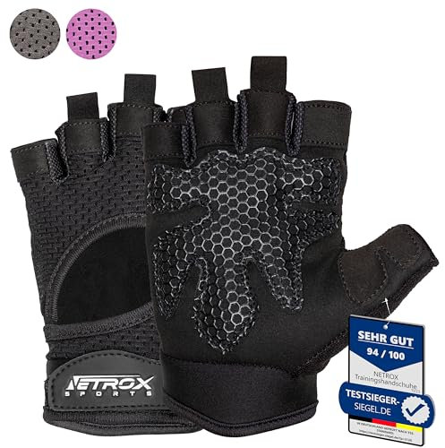 NetroxSports - atmungsaktive Sporthandschuhe mit extra Grip - Krafttraining, Fahrrad Fahren Fitness Handschuhe Gym - Herren & Damen - Trainingshandschuhe Fitnesshandschuhe Sport Fahrradhandschuhe