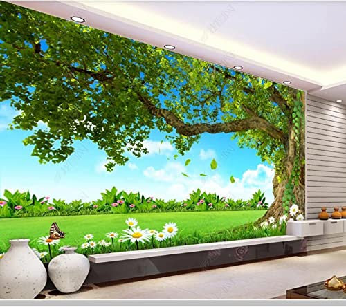 YABAOST Selbstklebendes Wandbild 240X150Cm 3D Wandtattoo Wandsticker Schlafzimmer Grün Bäume Rasen Wanddeko Wandaufkleber Wohnzimmer Tapete Wasserdichtes Pvc Wandbild Hintergrund