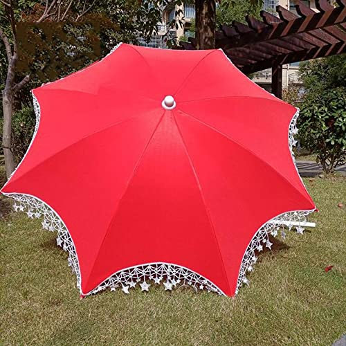 XFAK Parasol 140cm Parasol De Jardin Exterieur Parasol De Balcon Rond Portable Parasol Jardin Petit Parasol De Plage pour Mariage，Rouge (Size : Parasol)
