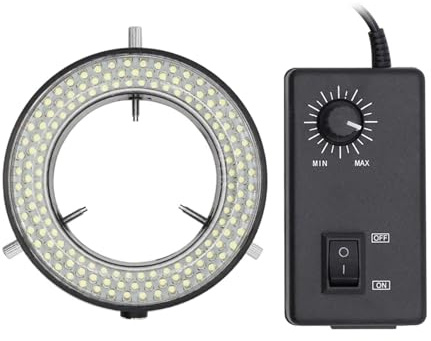 DIYPHONE Microscope 144 LED Ring Light Adjustable Illuminator,Microscope Lamp Source for Industry Stereo Microscope Camera,Black