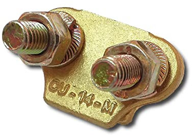INDUSTRIAS MORA - Grapa Para Toma De Tierra Fabricada En Cobre. Válida Para Picas De Tierra De Hasta 15 mm De Diámetro. Tornillería De Acero Zincado. (5 Unidades)