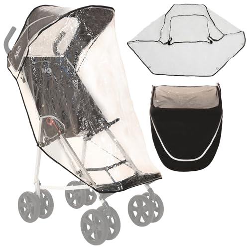 MobiQuip XL Kinderwagen Allwetter-Zubehörpaket, Sonnenverdeck mit Sichtfenster und Regenschutz, einfaches Anklippen, passend zum MobiQuip schwarzen XL Kinderwagen (separat erhältlich)