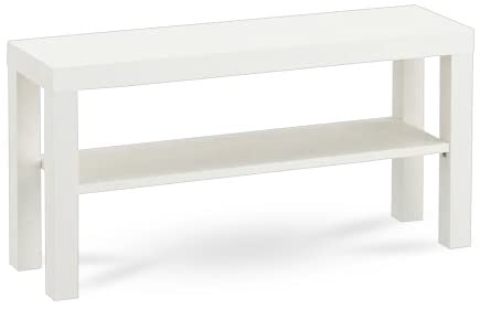 Home stuff TV Bench Table Modern Stylish Table,Television Stands Entertainment Center Media Stand with Shelf, Living Room Bedroom, Easy to Assemble, White, 90x26x45 cm