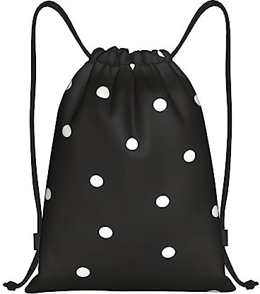PIXOLE Rucksack mit Corgi-Motiv, bedruckt, mit Kordelzug, wasserabweisend, Sporttasche, Turnbeutel, für Männer und Frauen, Dot Black & White, Small
