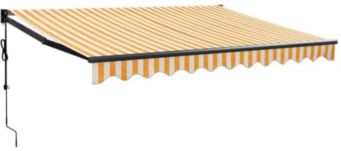 vidaXL Toldo Retráctil Automático, Toldo Eléctrico con Motor, Sombrilla Colgante de Pared, Toldo para Balcón Patio Tienda, Amarillo y Blanco 3x2,5 m