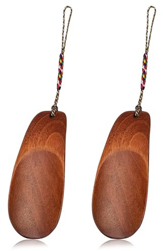 2 Stück Schuhanzieher kurz aus Holz Schuhlöffel mit Hängendem Seil Mini Schuhheber Schuhhilfe Set zum Schuhe anziehen für Mann Frauen Kinder Senioren