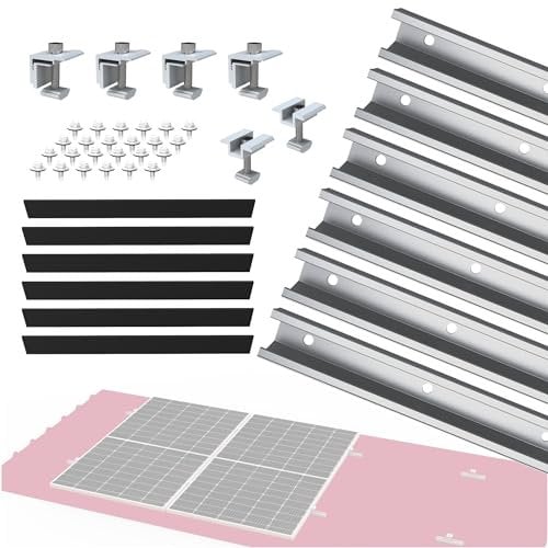 NuaSol PhotovoltaikTrapezblechdach Montageset | Befestigung, Halterung für 2 Module | U-Profil 20cm | Solarpanel Halterung mit Endklemme & Mittelklemme & Schrauben für 30 &35 mm Solarmodule geeignet